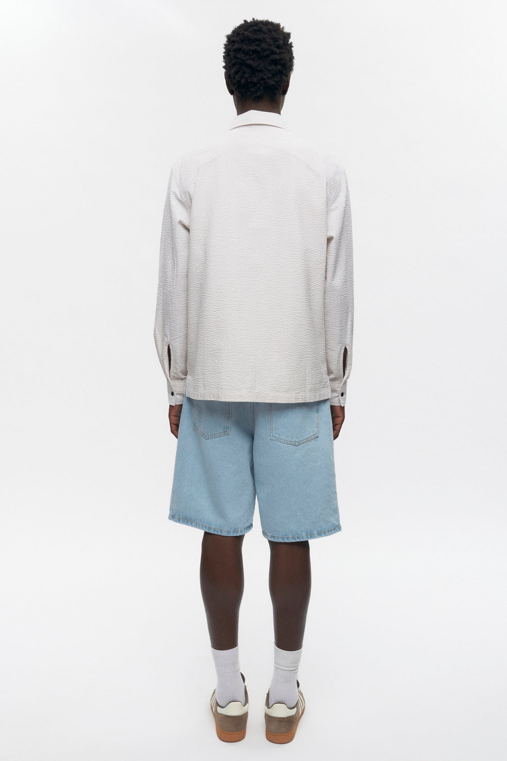 Chemise zippée en seersucker pour homme