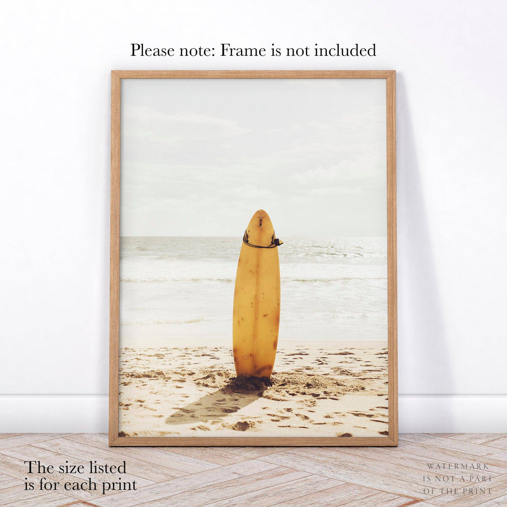 Beach Art Print Set of 3 – Surfboard Palm Tree Ocean Wall Art Posters