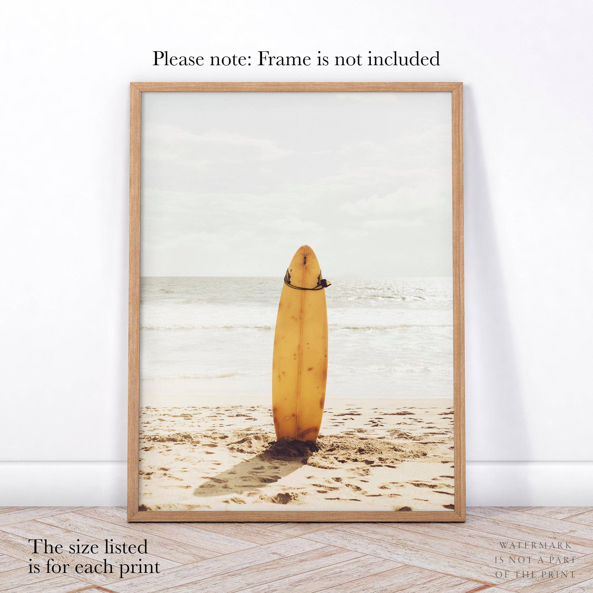 Beach Art Print Set of 3 – Surfboard Palm Tree Ocean Wall Art Posters