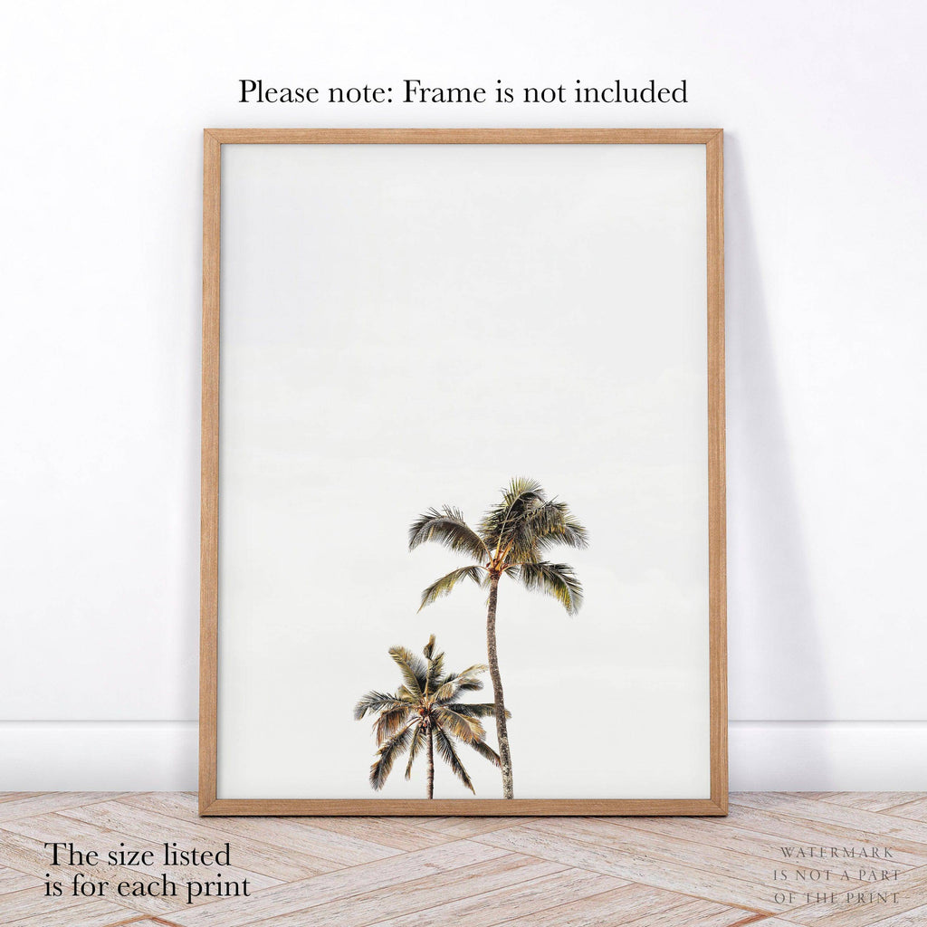 Beach Art Print Set of 3 – Surfboard Palm Tree Ocean Wall Art Posters