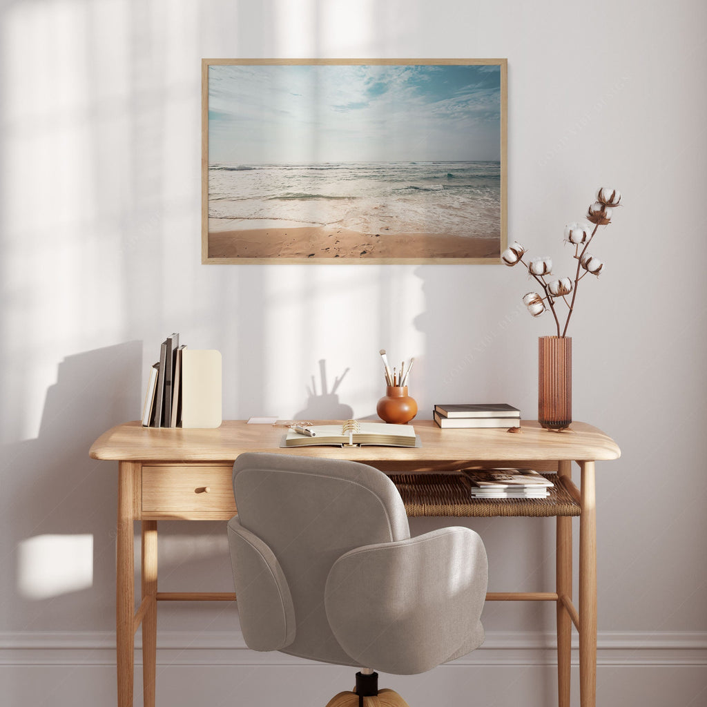 Coastal Beach Photography Print – Ocean Waves Wall Art for Modern Decor