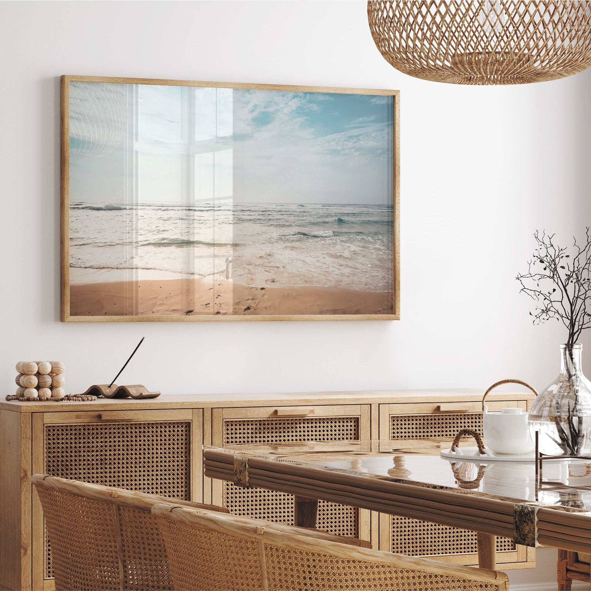 Coastal Beach Photography Print – Ocean Waves Wall Art for Modern Decor