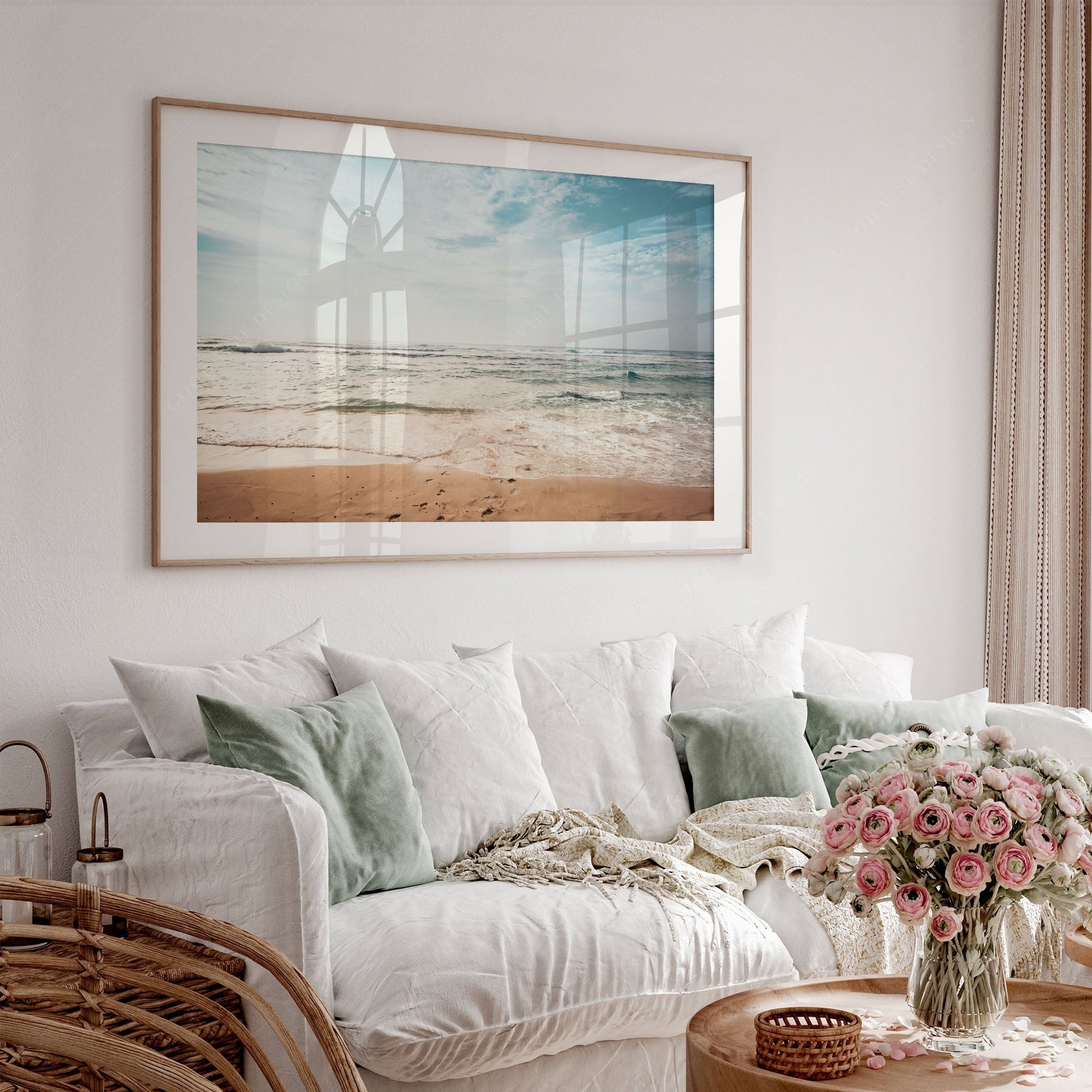 Coastal Beach Photography Print – Ocean Waves Wall Art for Modern Decor
