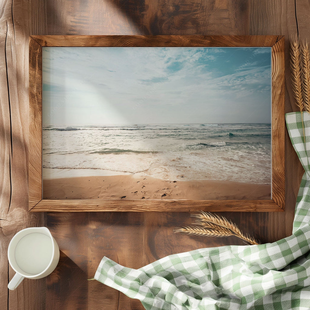 Coastal Beach Photography Print – Ocean Waves Wall Art for Modern Decor