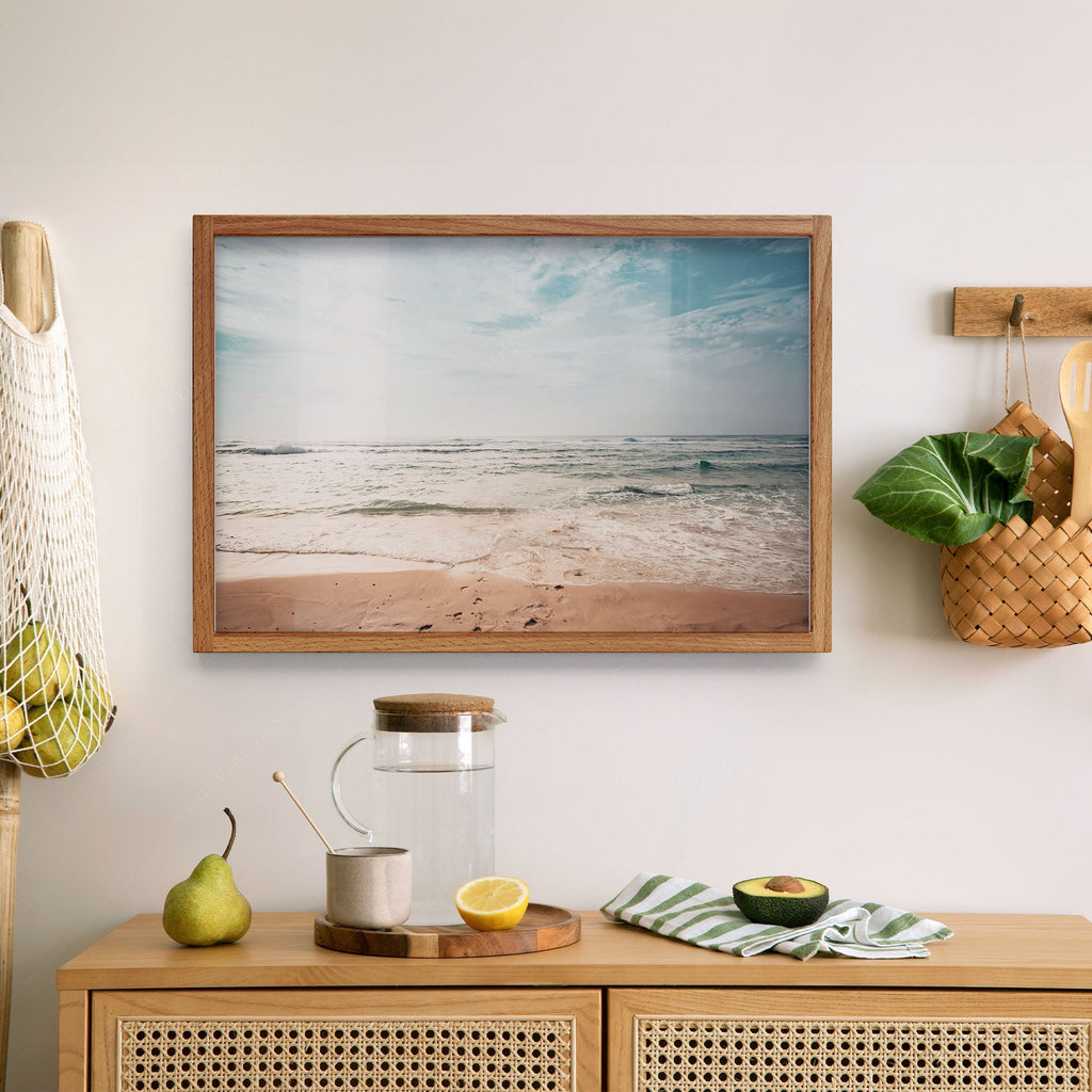 Coastal Beach Photography Print – Ocean Waves Wall Art for Modern Decor