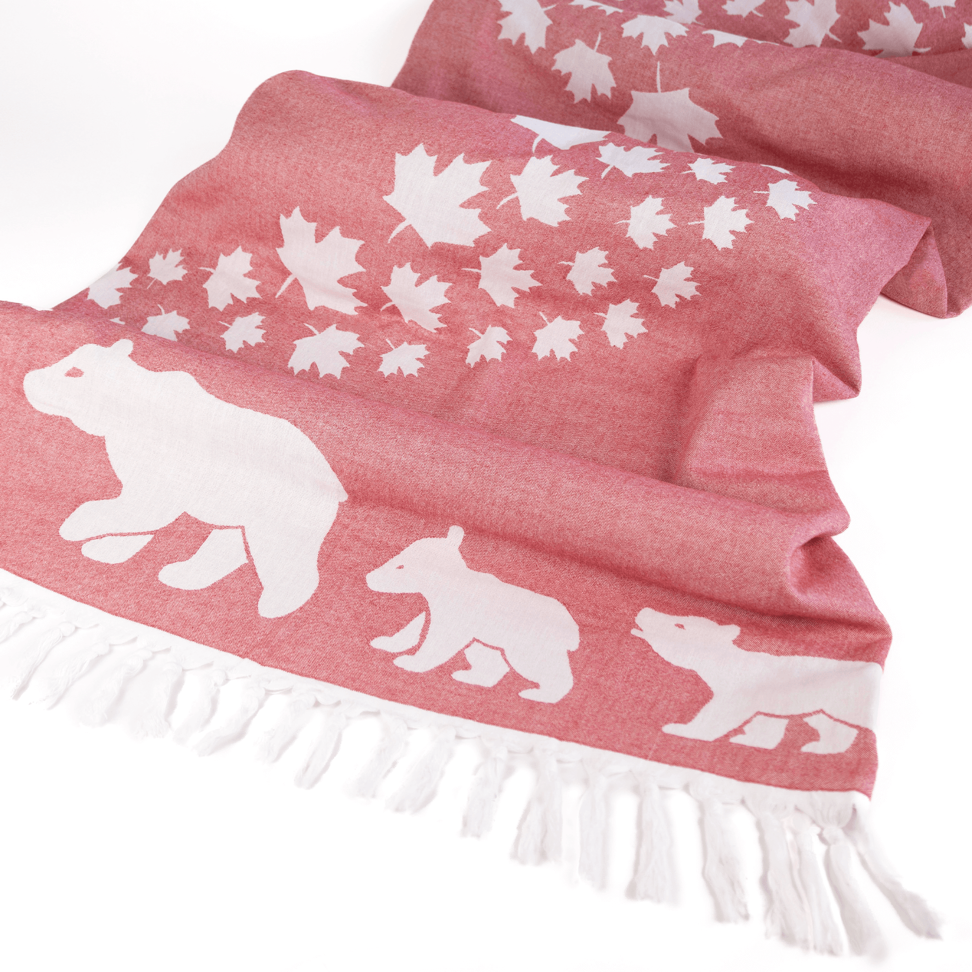 Everyday Luxury Turkish Body Towel in Red & White Canadian Bears