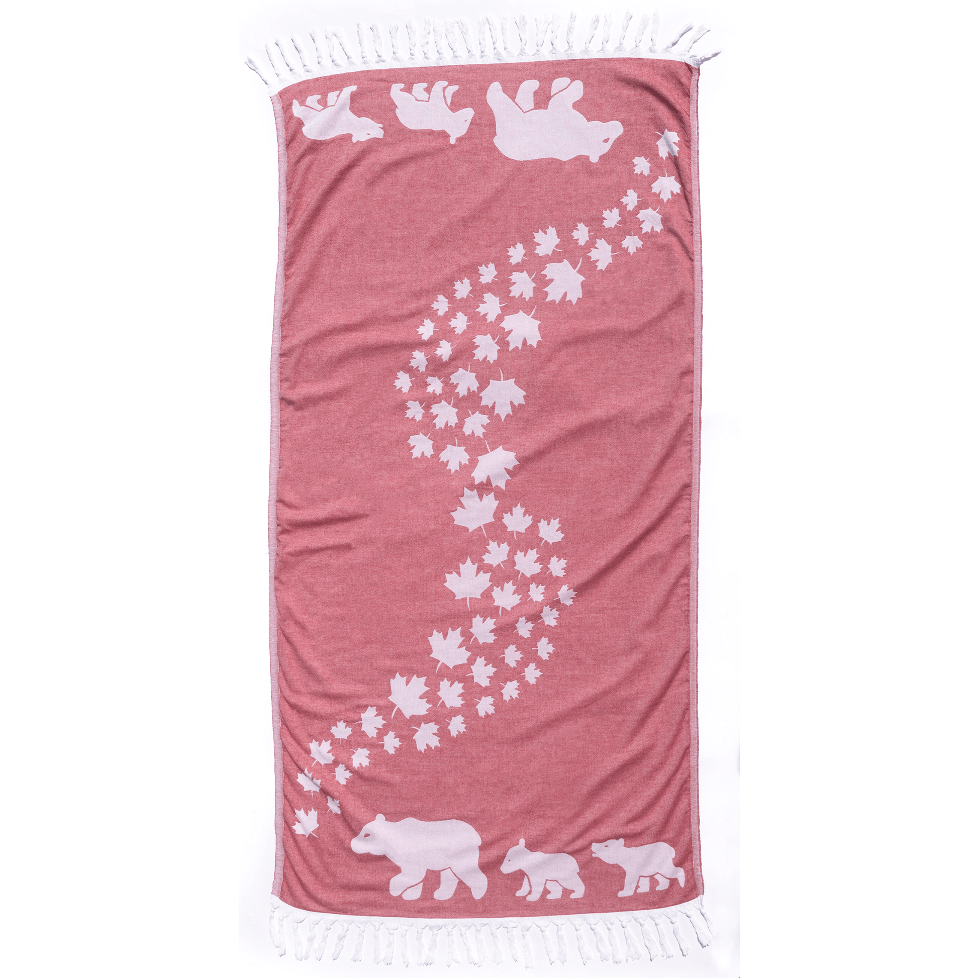 Everyday Luxury Turkish Body Towel in Red & White Canadian Bears