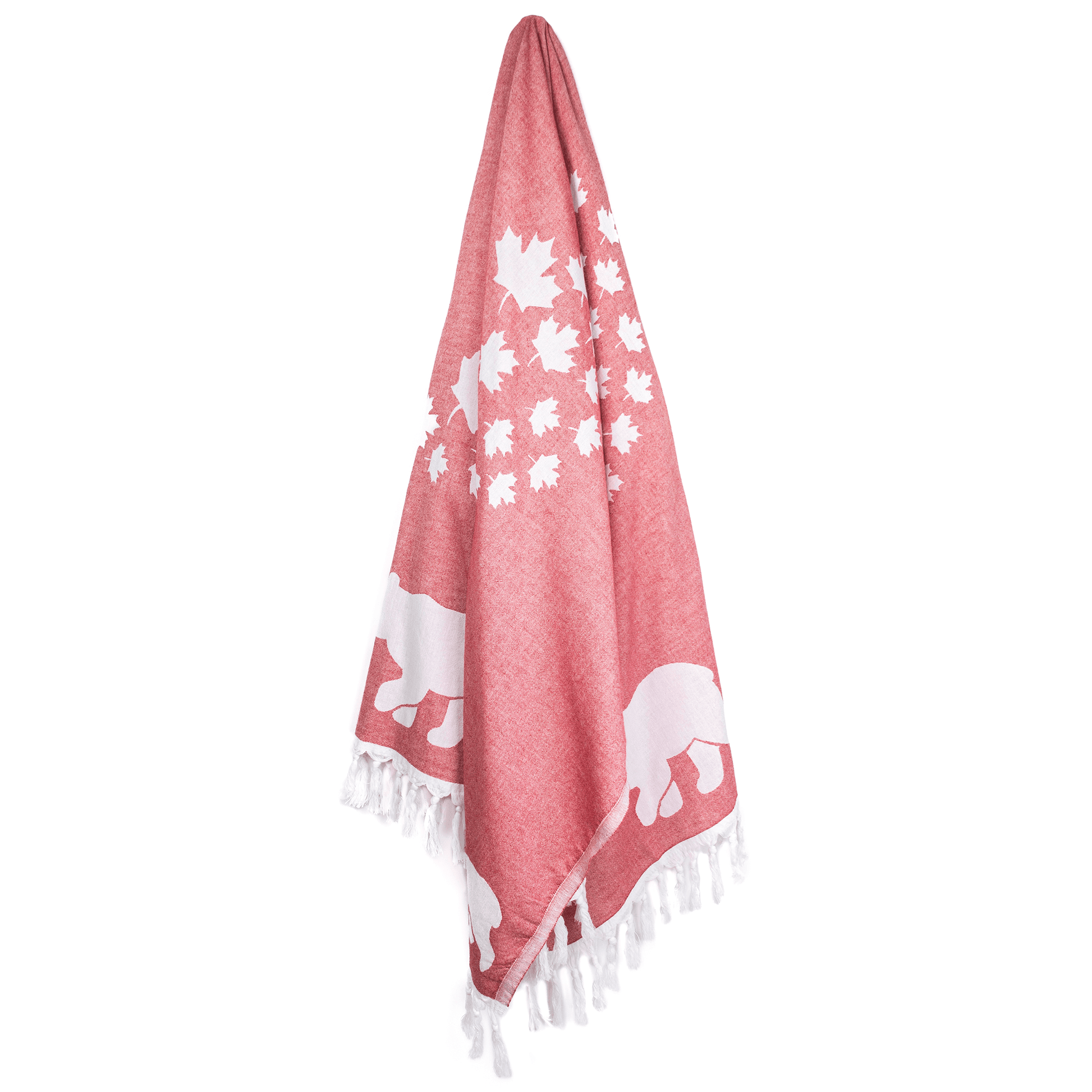 Everyday Luxury Turkish Body Towel in Red & White Canadian Bears