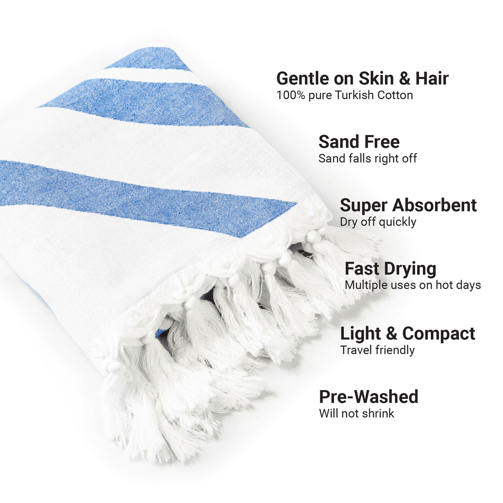 Everyday Luxury Turkish Body Towel in Blue & White Geometric Diamonds