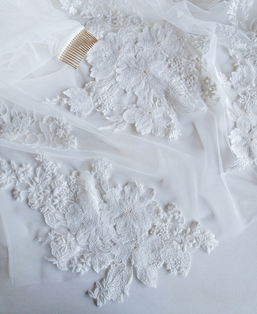 Betty floral lace bridal veil