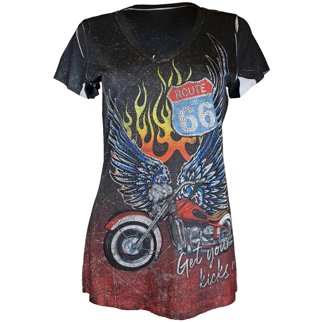 T-shirt Route 66 pour femmes de Big Bang Clothing