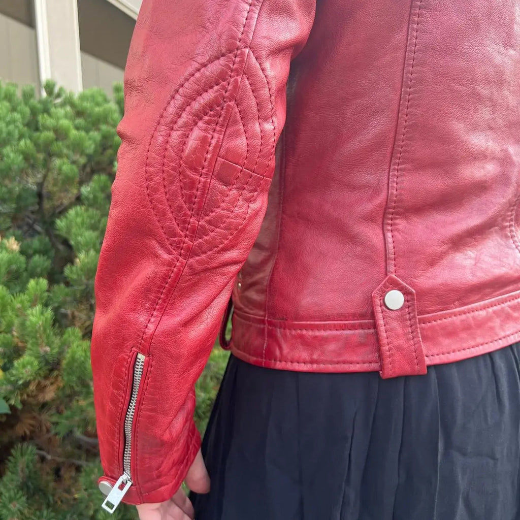 Veste en cuir de mouton style motard