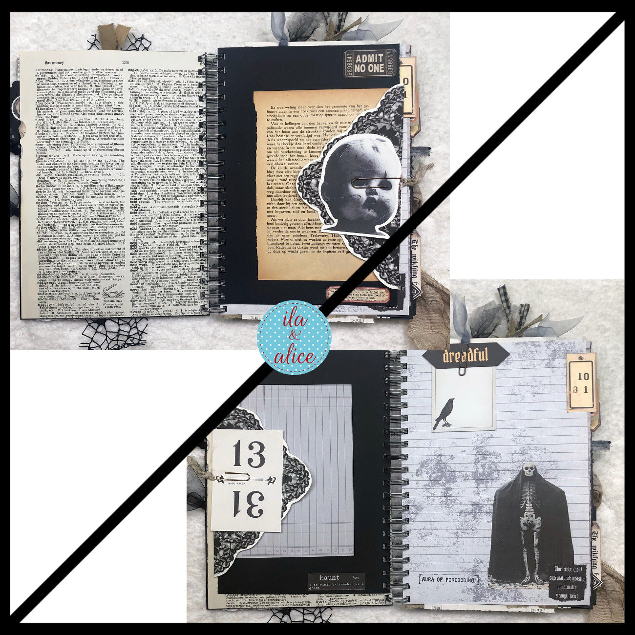 Journal d'Halloween de sorcières effrayantes avec fantômes et goules