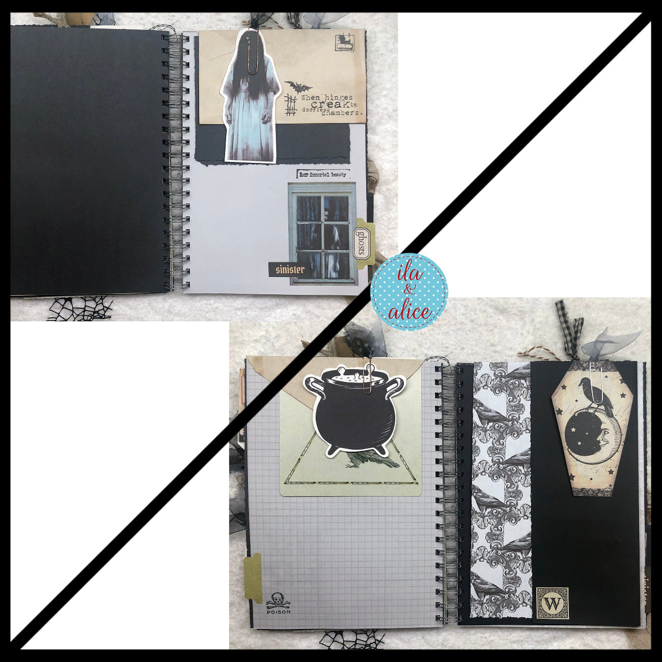 Journal d'Halloween de sorcières effrayantes avec fantômes et goules