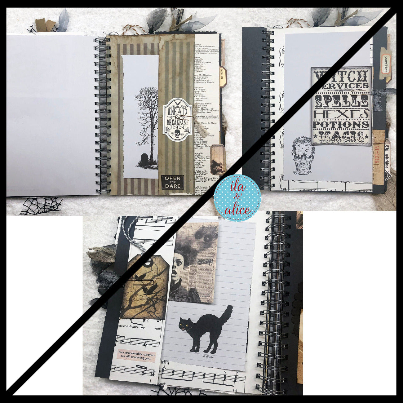 Journal d'Halloween de sorcières effrayantes avec fantômes et goules