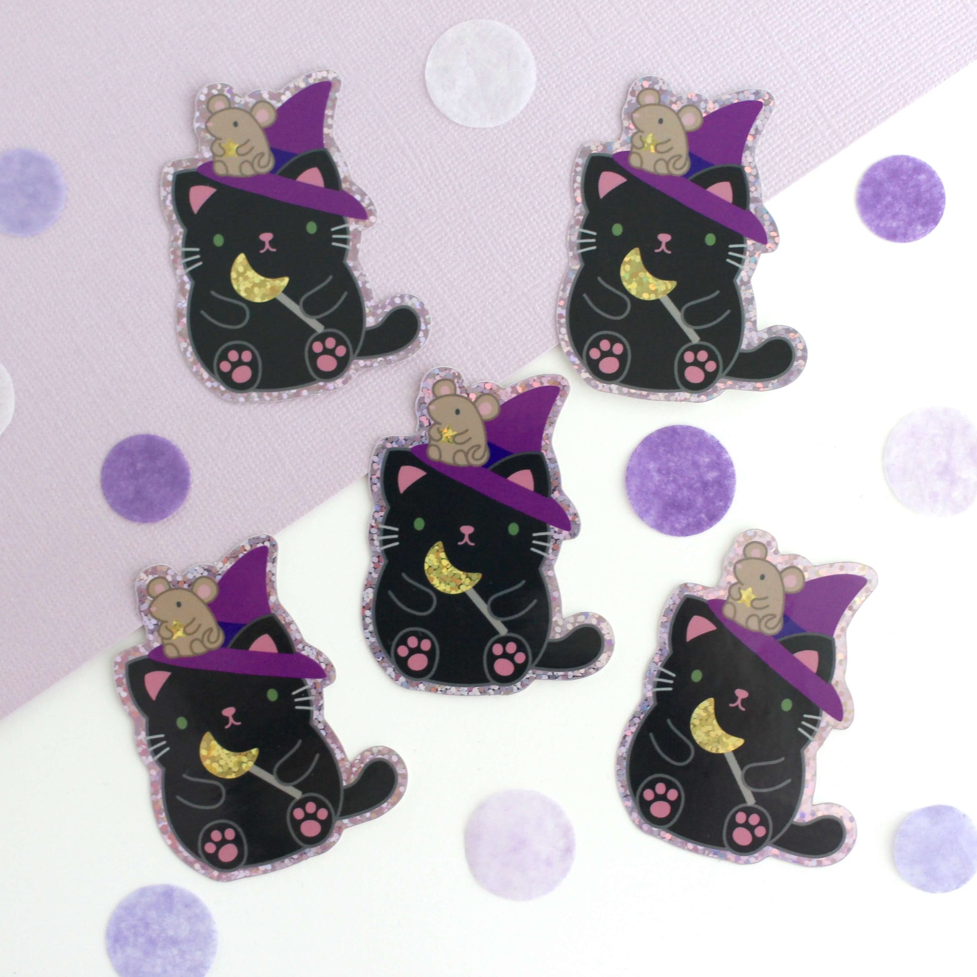 Halloween Black Cat Witch Sticker