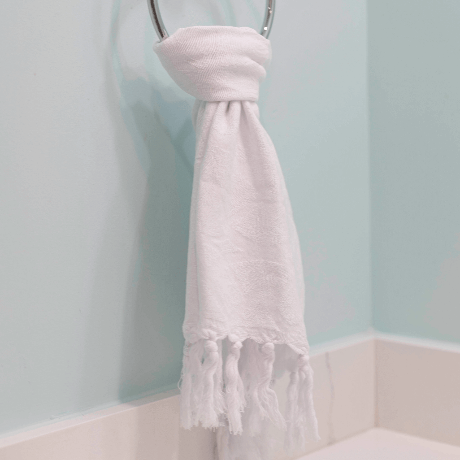 Spa Quality Turkish Hand Towel in White with a Surface Pattern Texture