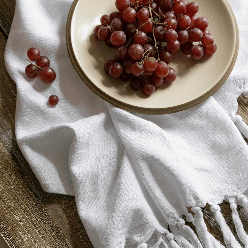 Spa Quality Turkish Hand Towel in White with a Surface Pattern Texture