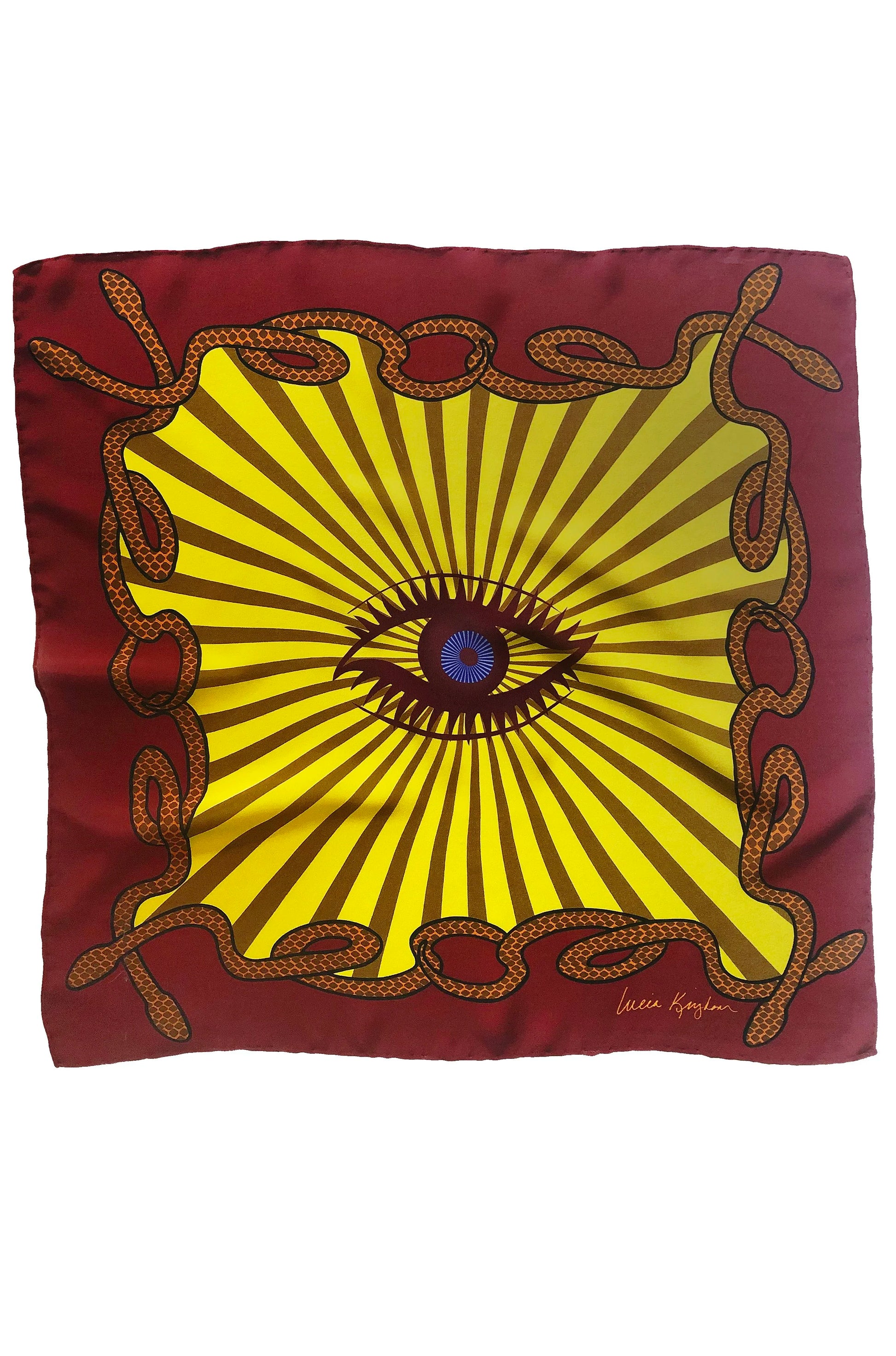 foulard en soie espion aux yeux bleus