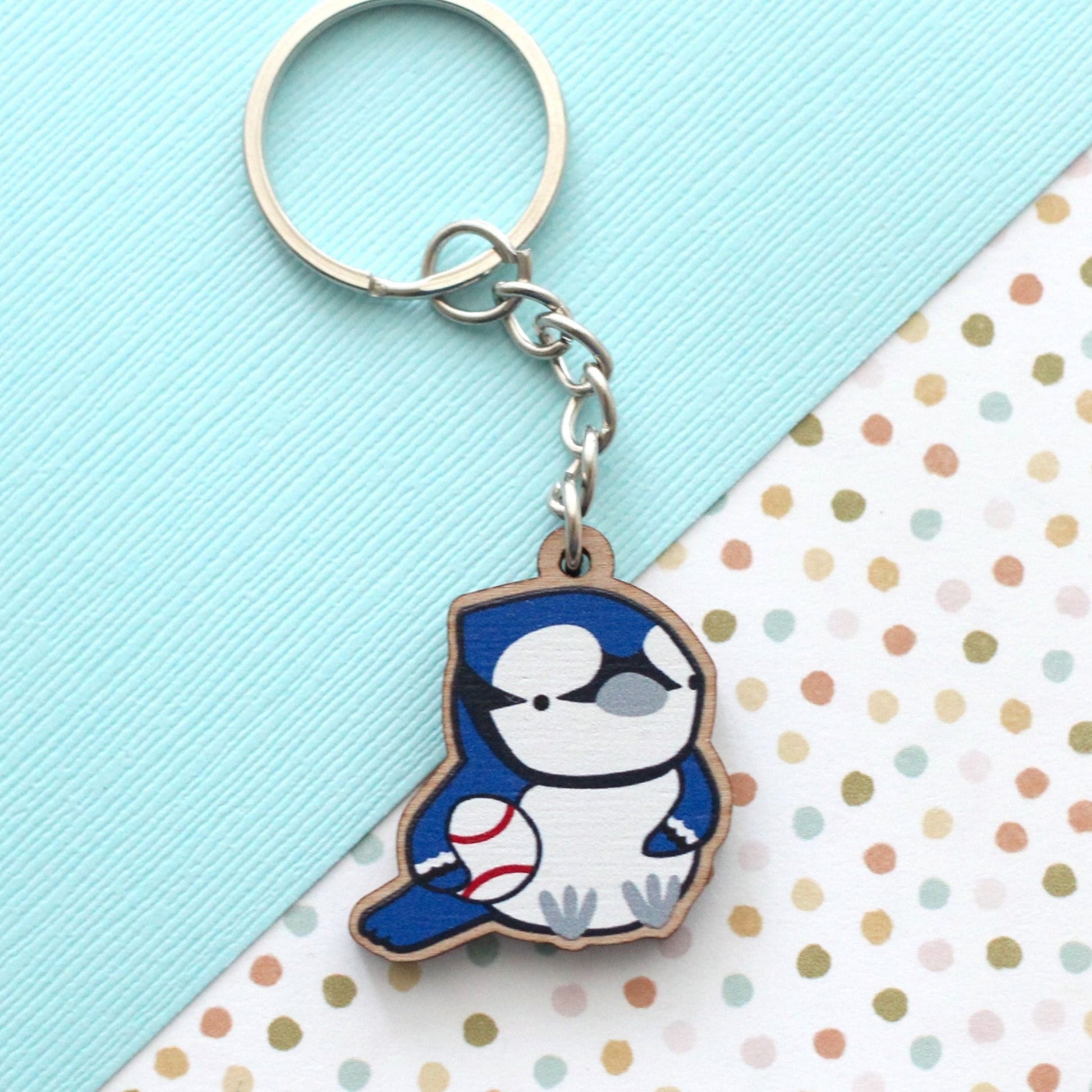 Porte-clés en bois Blue Jay. Breloque de sac à main en bois de l'équipe de baseball de Toronto.