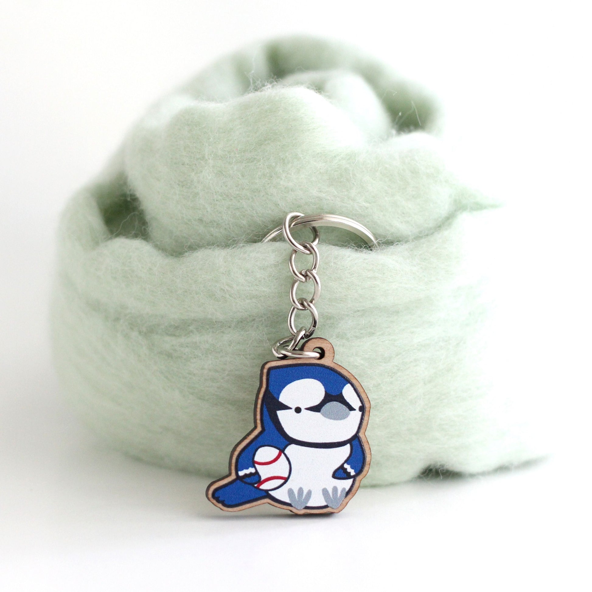 Porte-clés en bois Blue Jay. Breloque de sac à main en bois de l'équipe de baseball de Toronto.