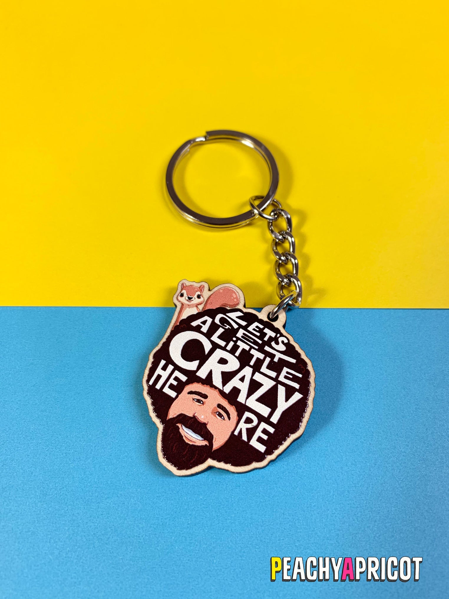 Porte-clés Bob Ross et Peapod l'écureuil
