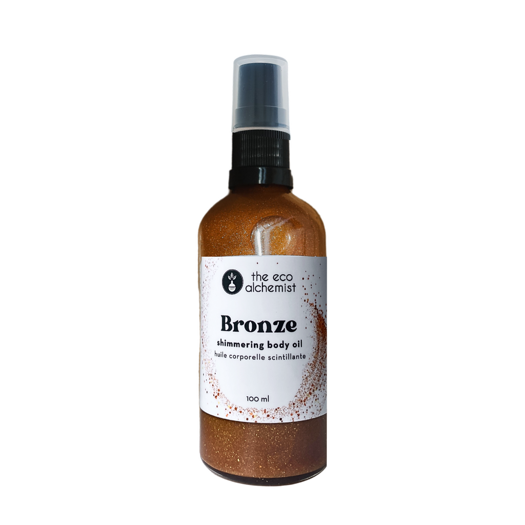 Huile corporelle scintillante bronze