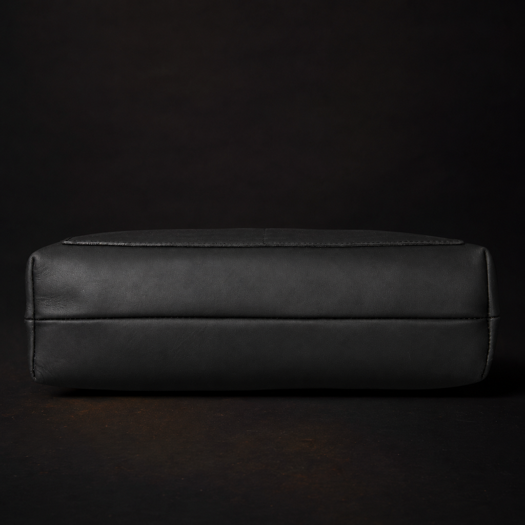 Classic Black Leather Tote Bag