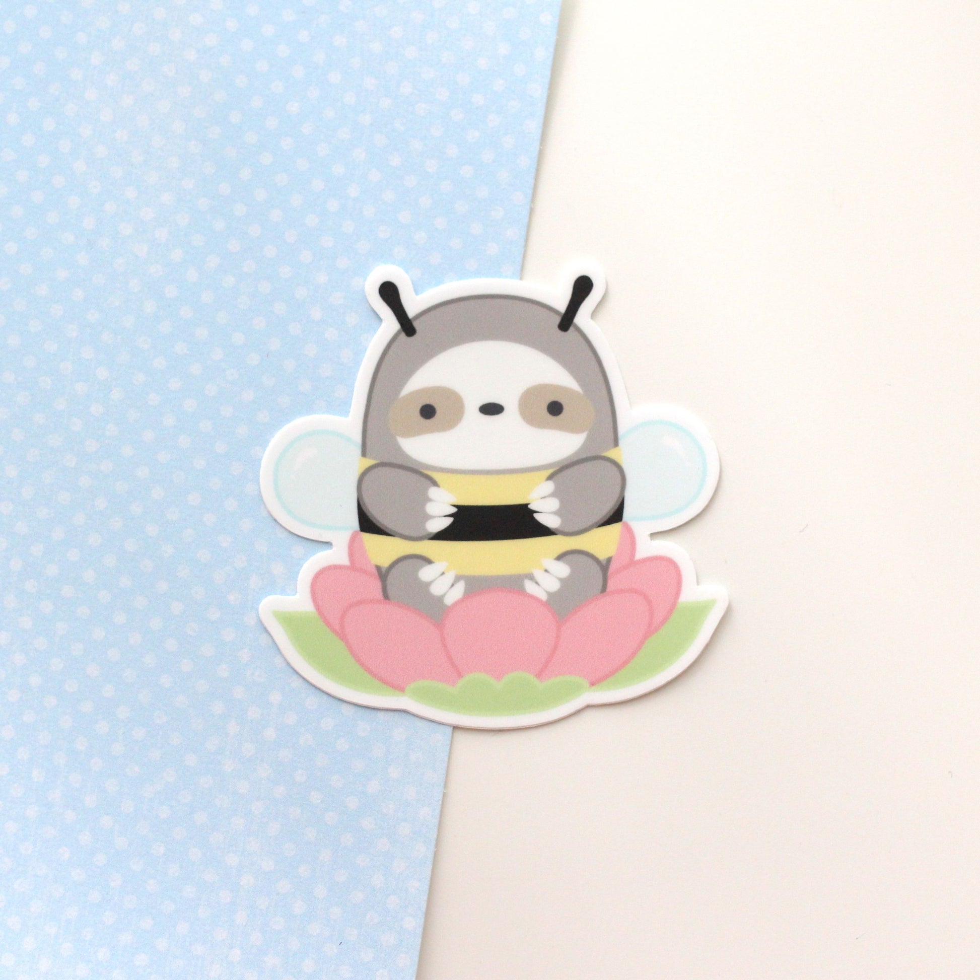 Bumblebee Sloth Vinyl Sticker. Cute Sloth in Bee Costume Decal