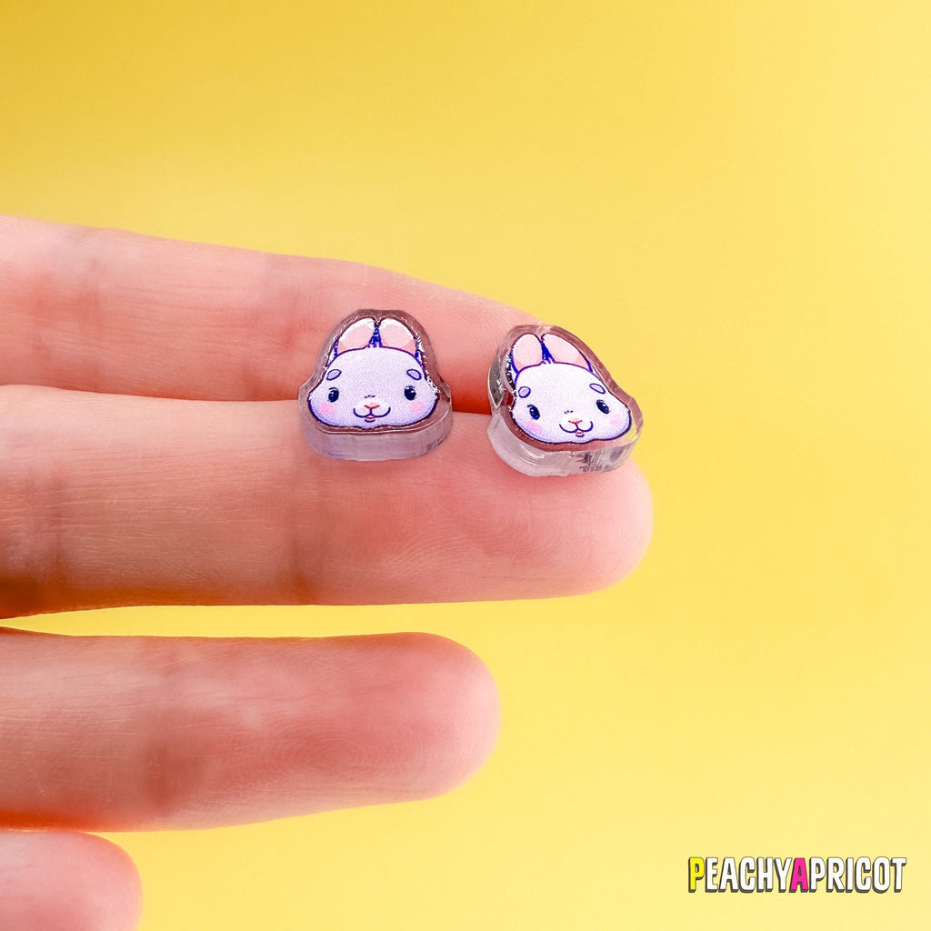 Boucles d'oreilles en acrylique motif lapin pastel mignon