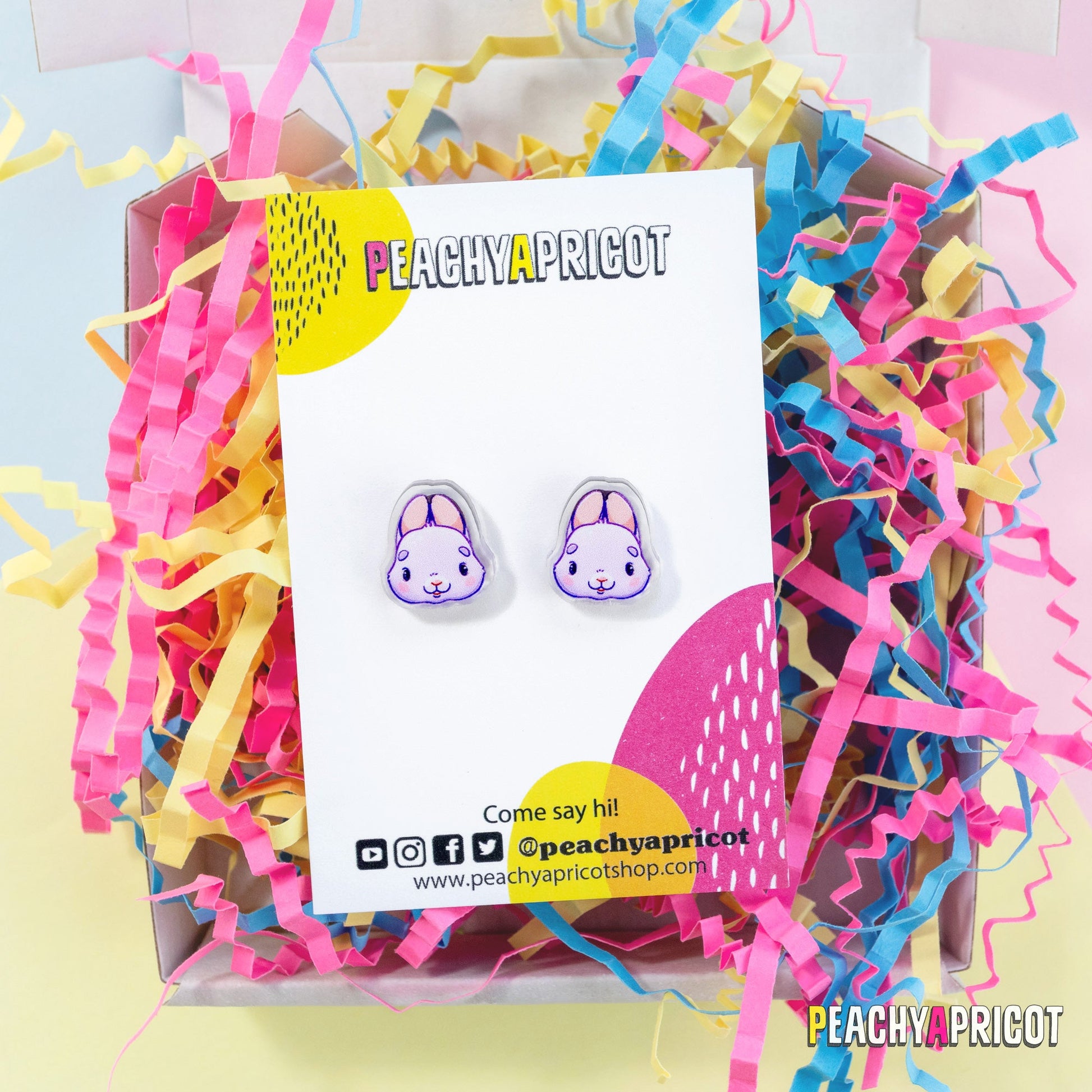 Boucles d'oreilles en acrylique motif lapin pastel mignon