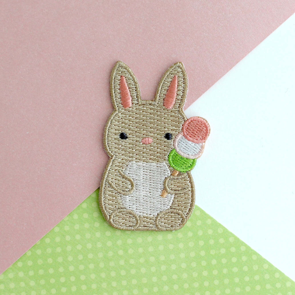 Bunny with Dango Embroidered Iron-On Patch