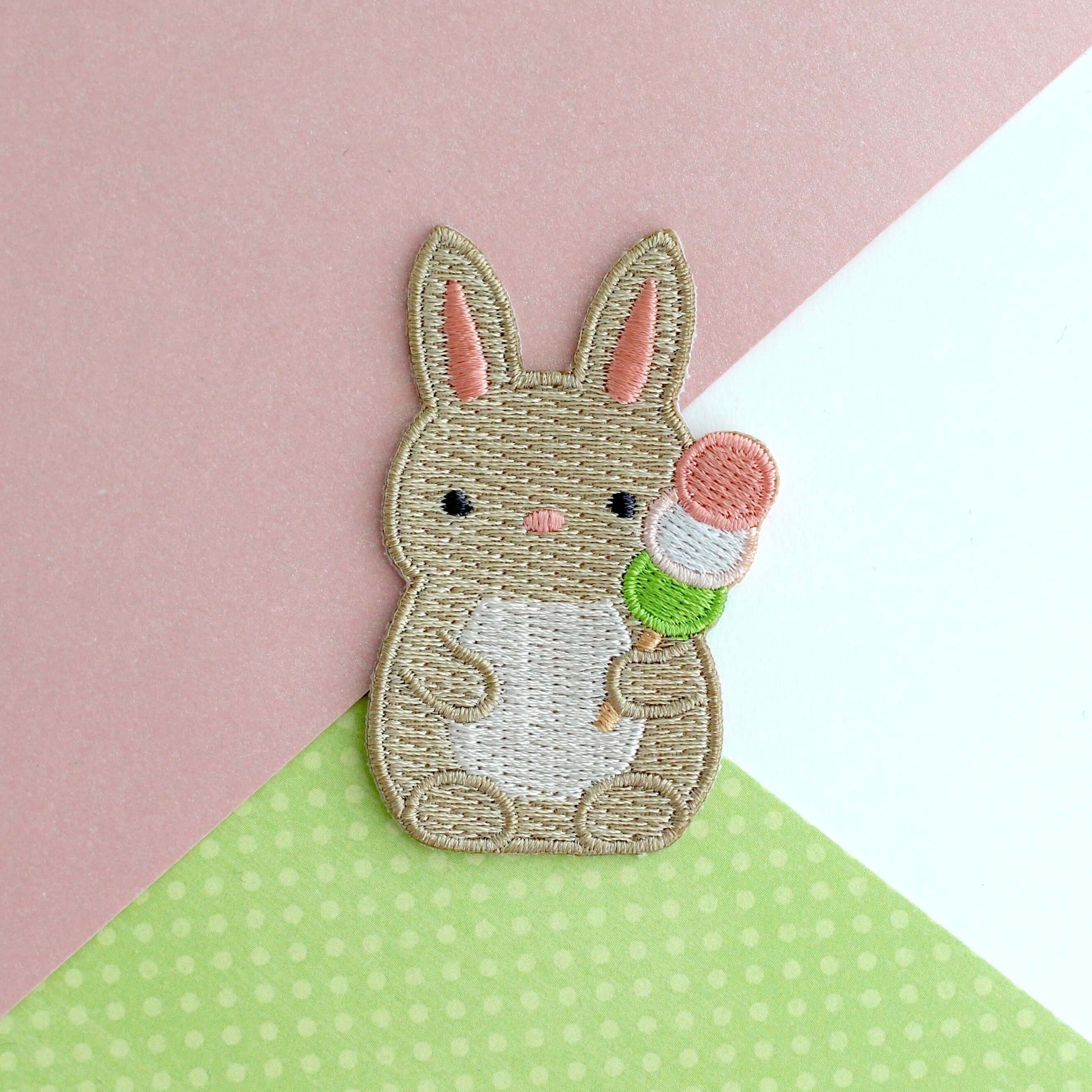 Bunny with Dango Embroidered Iron-On Patch
