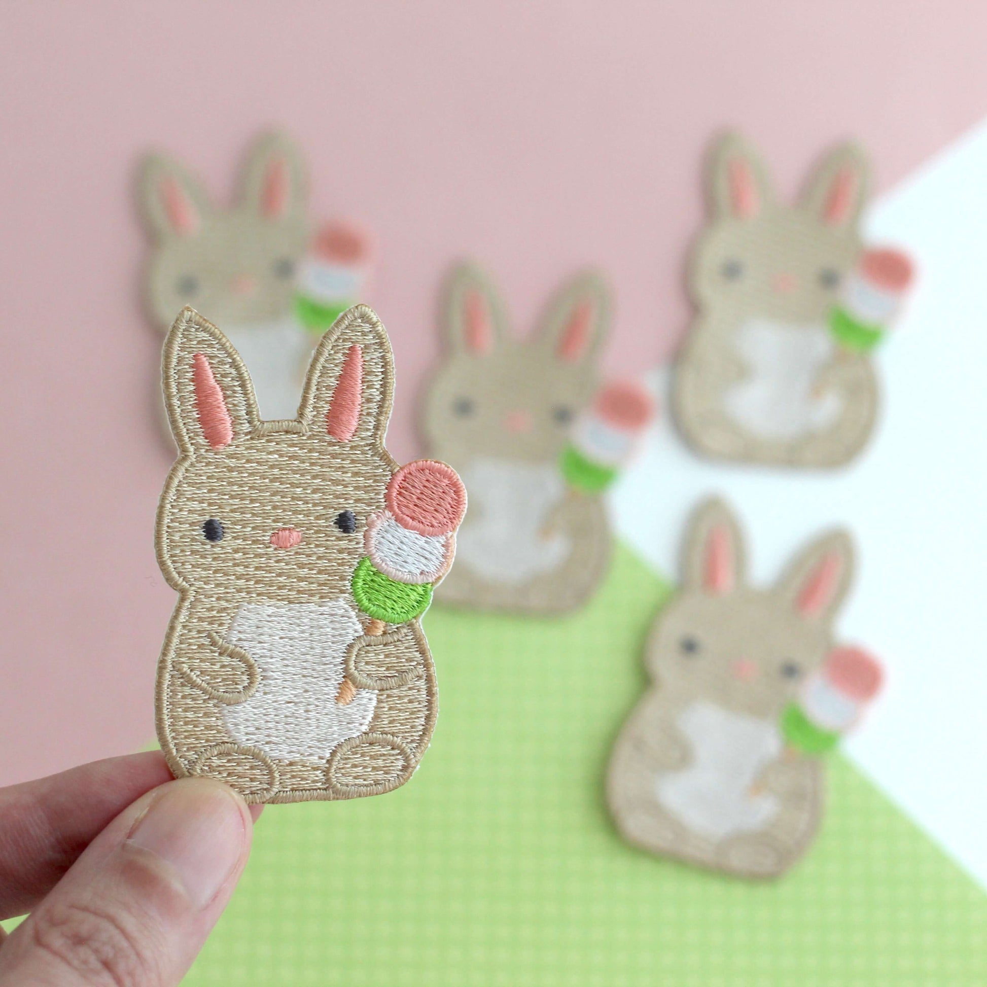 Bunny with Dango Embroidered Iron-On Patch