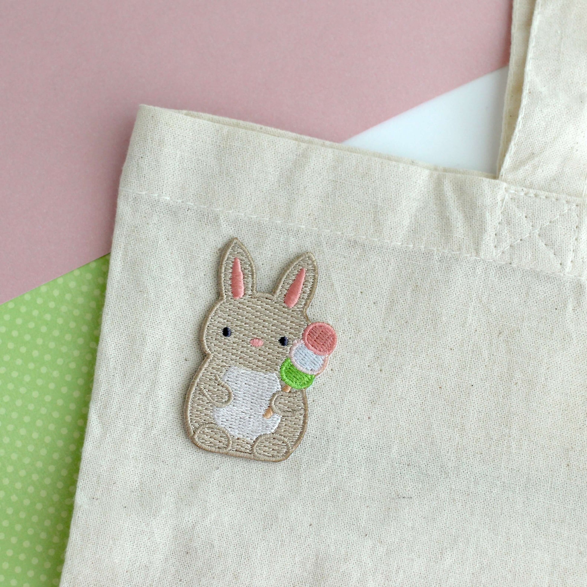 Bunny with Dango Embroidered Iron-On Patch