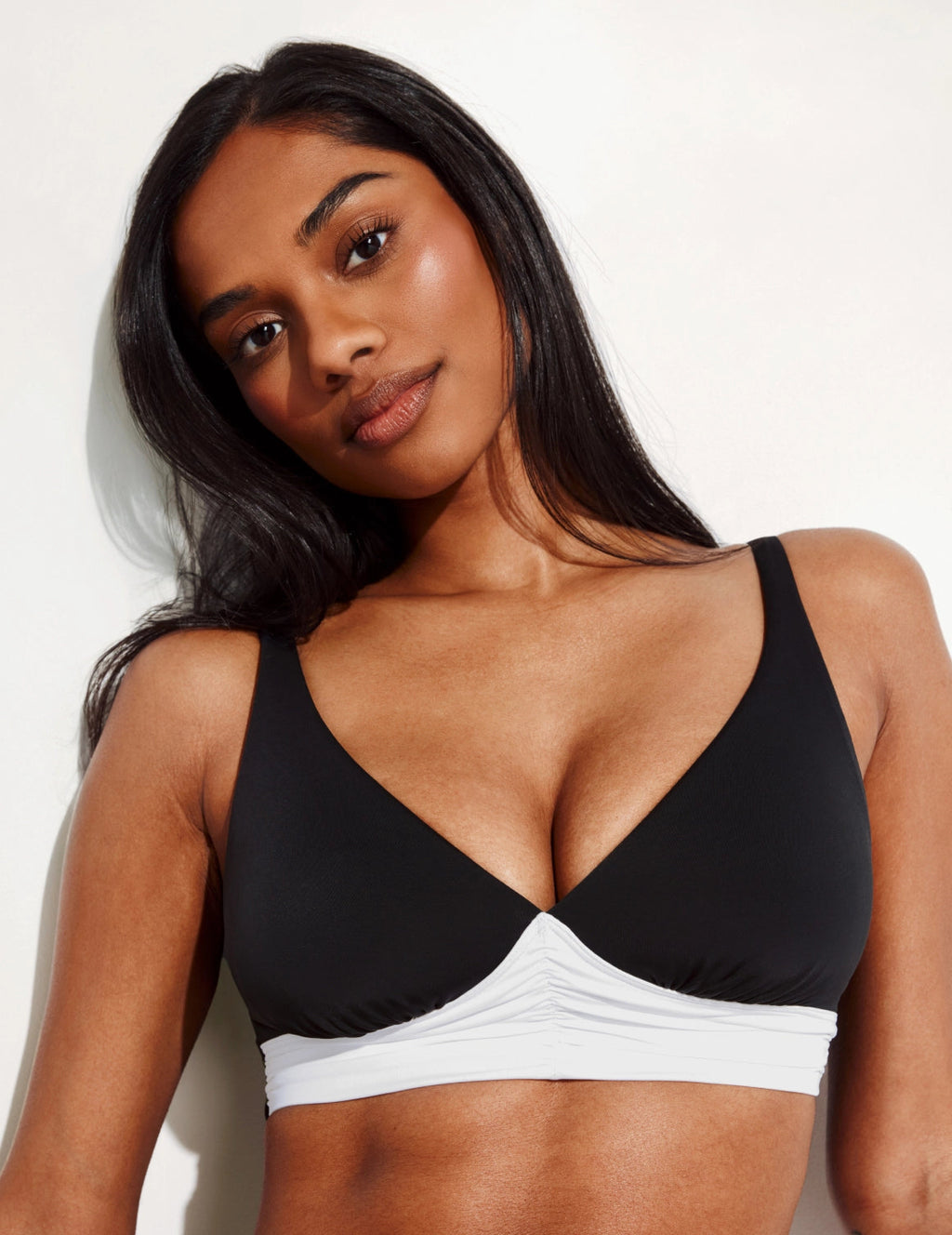 Ruched Deep V Bikini Top