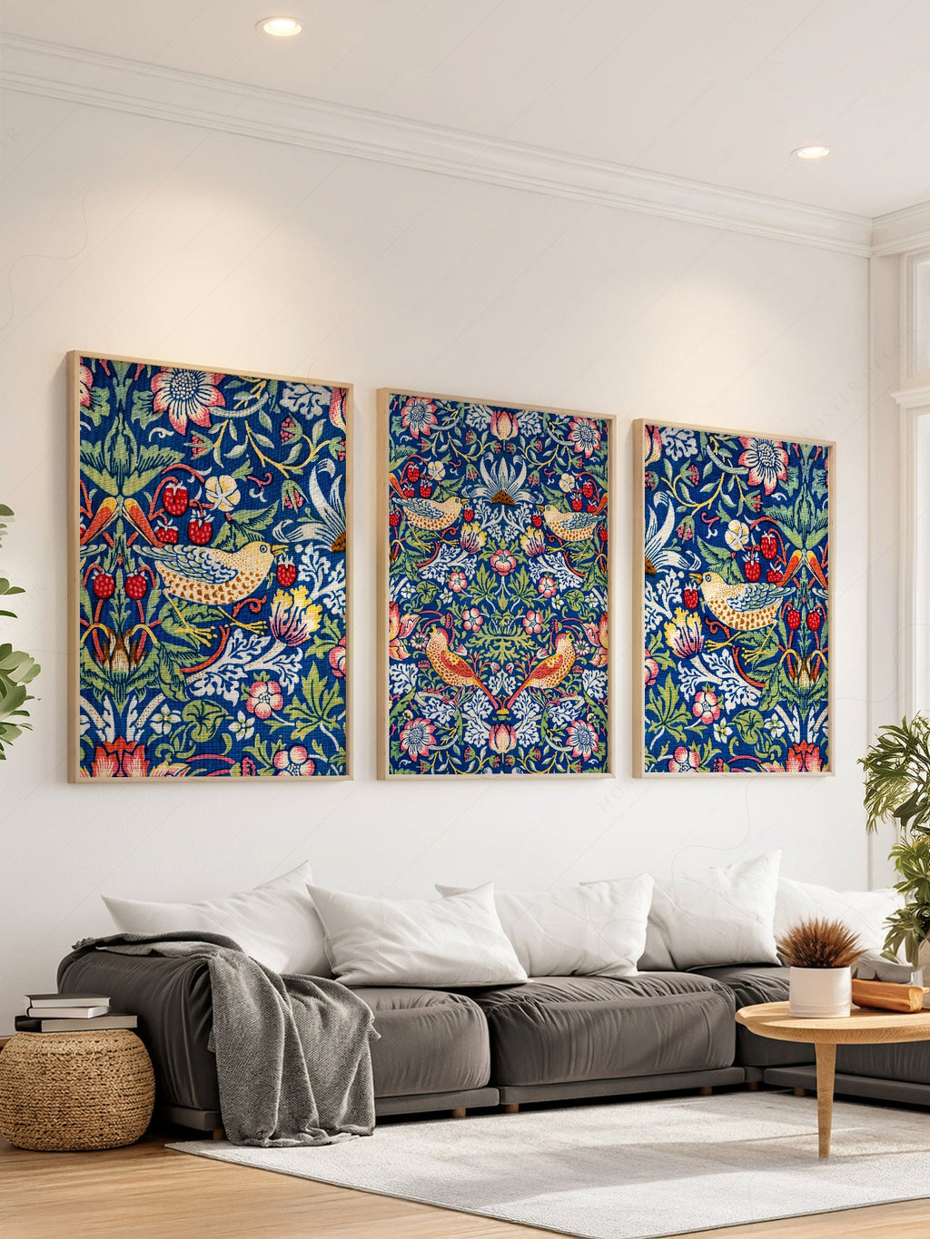 William Morris Strawberry Thief Set of 3 Prints – Arts & Crafts Wall Art