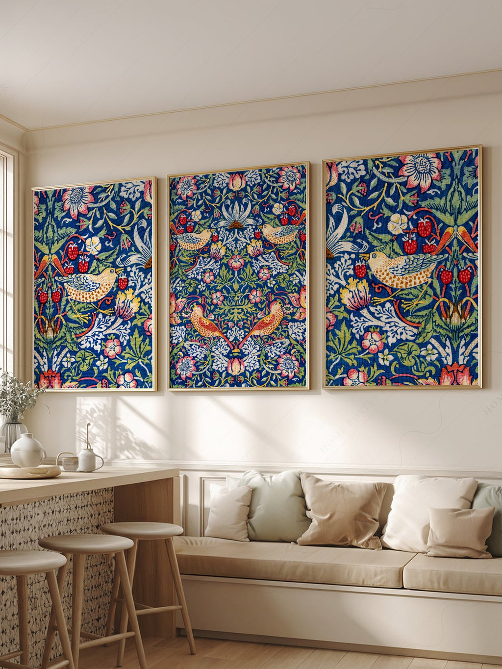 William Morris Strawberry Thief Set of 3 Prints – Arts & Crafts Wall Art