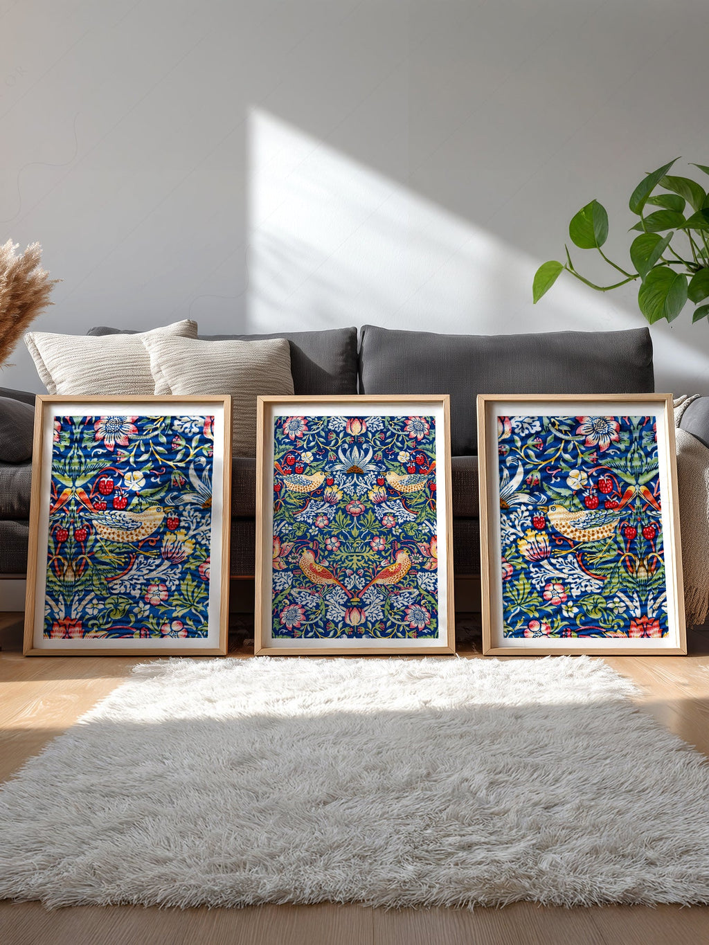 William Morris Strawberry Thief Set of 3 Prints – Arts & Crafts Wall Art