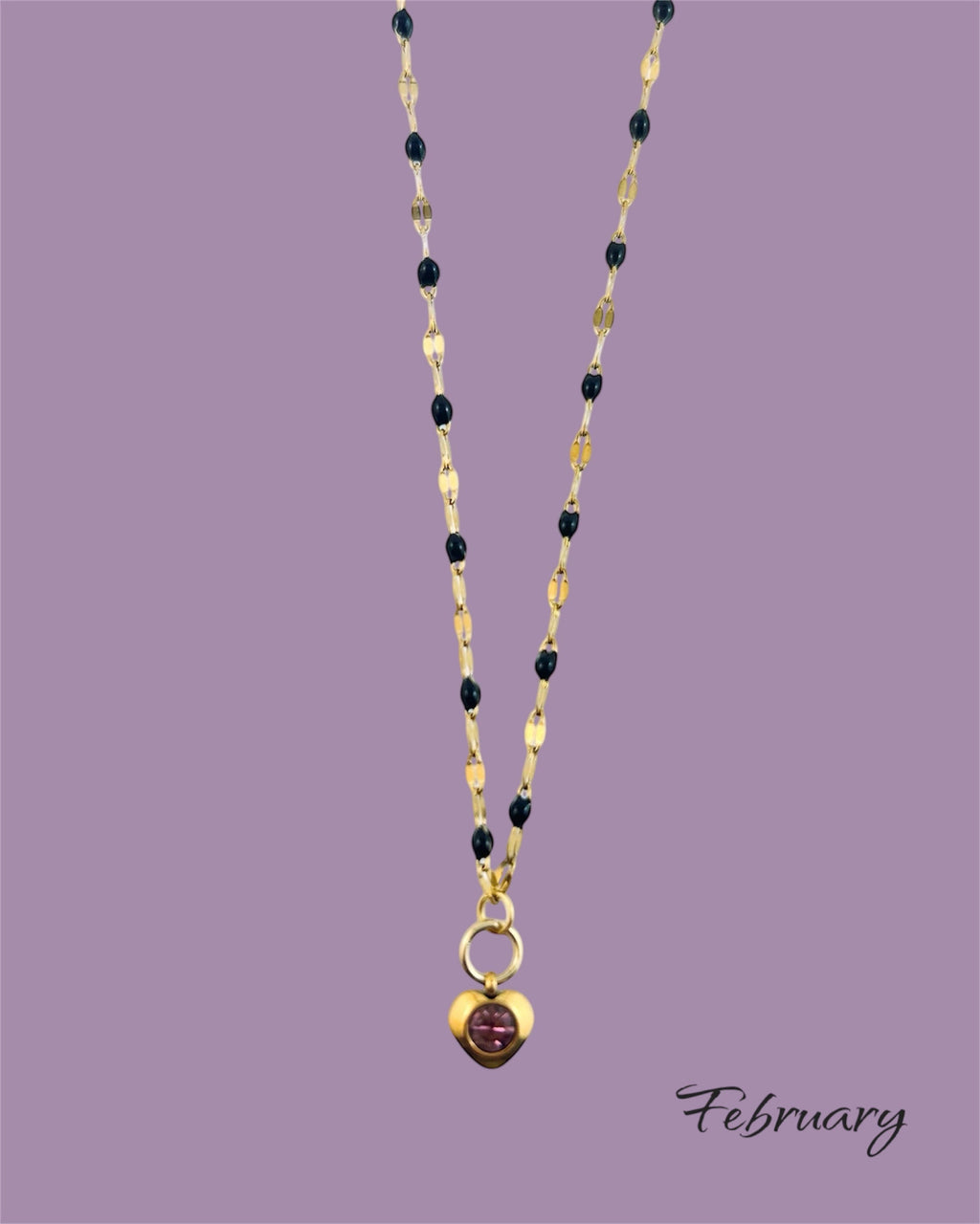 Heart Stone Necklaces in gold - various birthstone colours