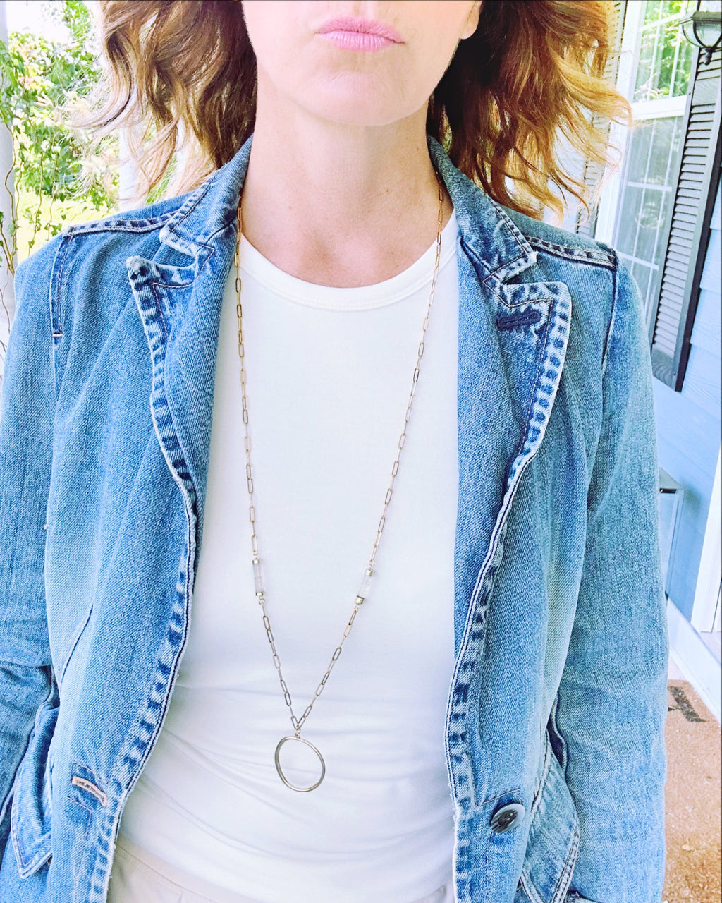 Gold Crystal Circle Necklace