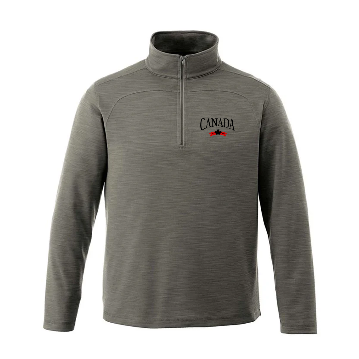 Veste de sport haut de gamme brodée style universitaire Canada avec fermeture éclair 1/4 (hommes)