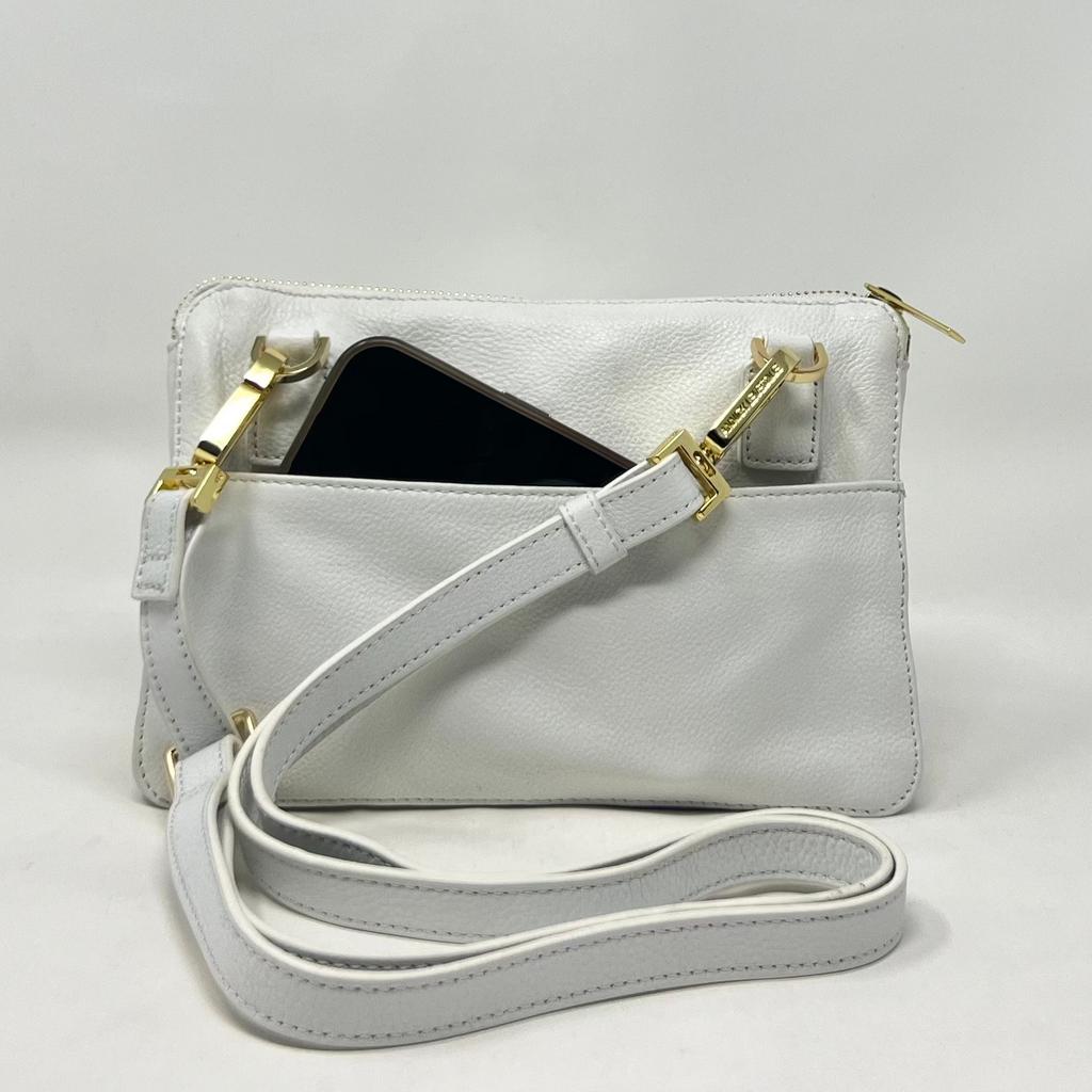 Small White Genuine Leather Handbag Wallet, Carmen