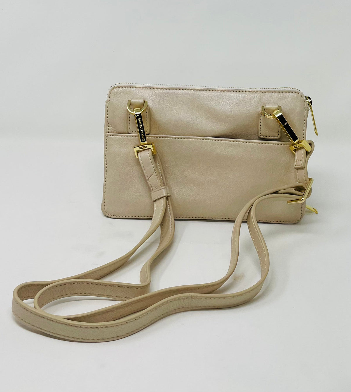 Small Leather Shoulder Bag Wallet Champagne, Carmen