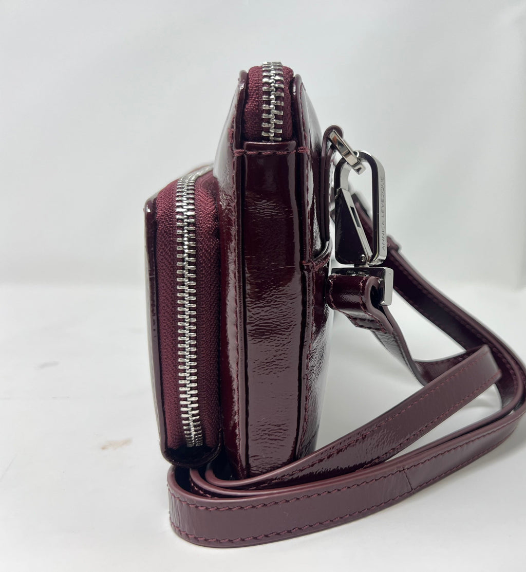 Small Burgundy Patent Leather Handbag-Wallet, Carmen