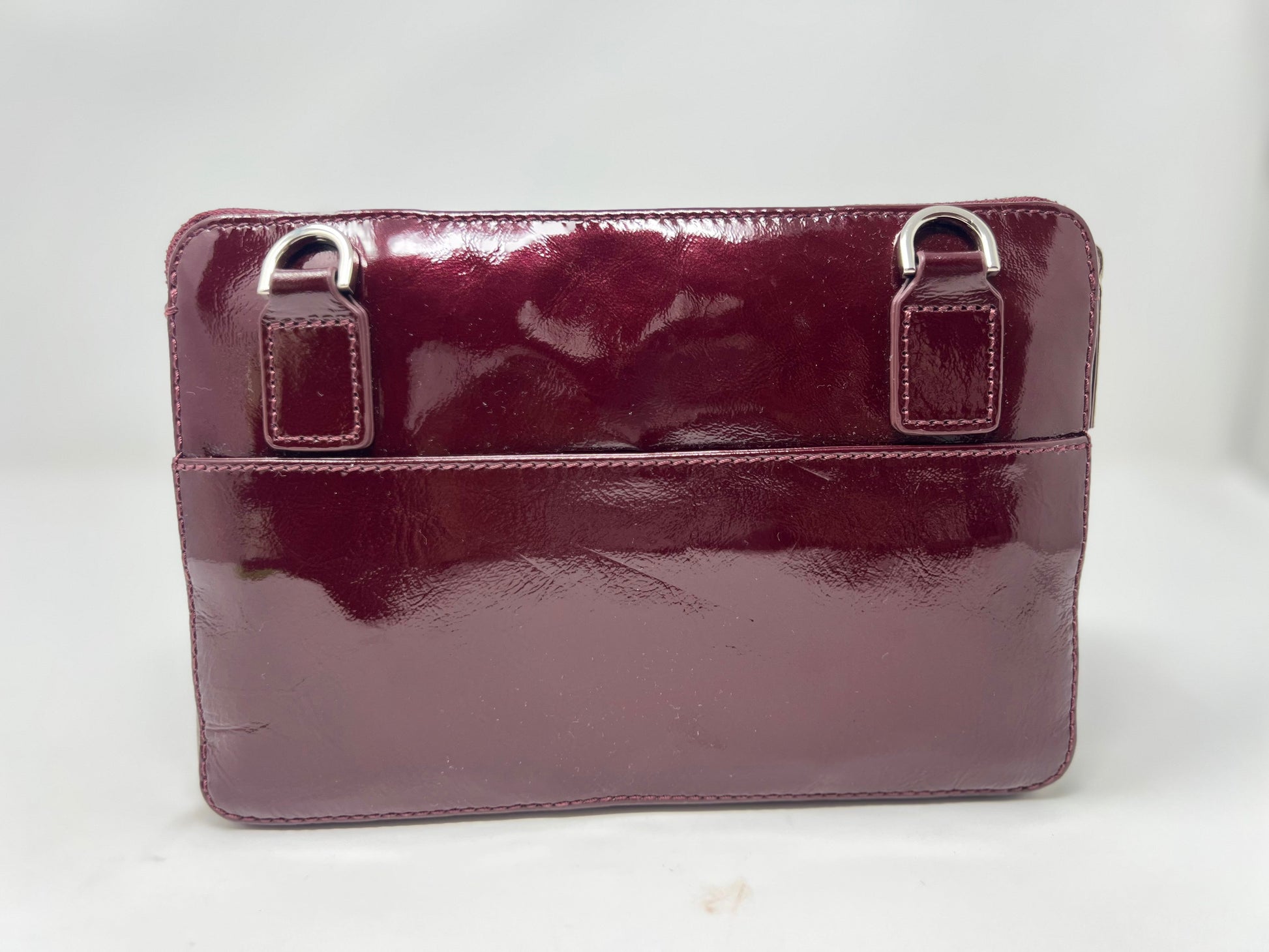 Small Burgundy Patent Leather Handbag-Wallet, Carmen