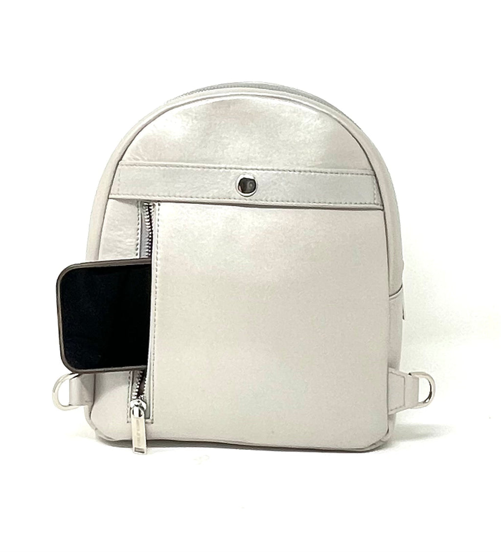 Small Leather Beaded Convertible Backpack - Caroline