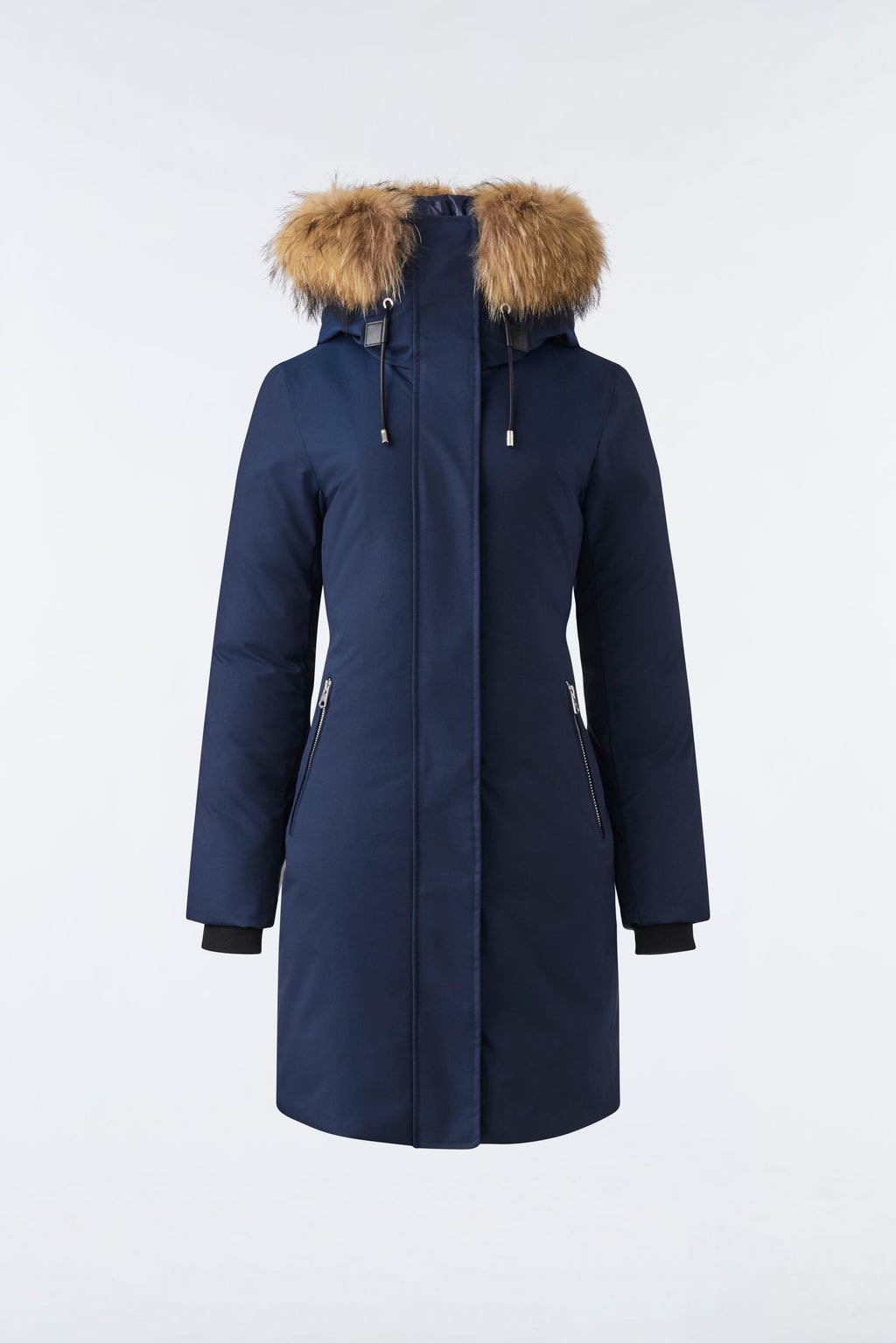 SHILOH 2-IN-1 fitted down coat with removable bib and natural fur
