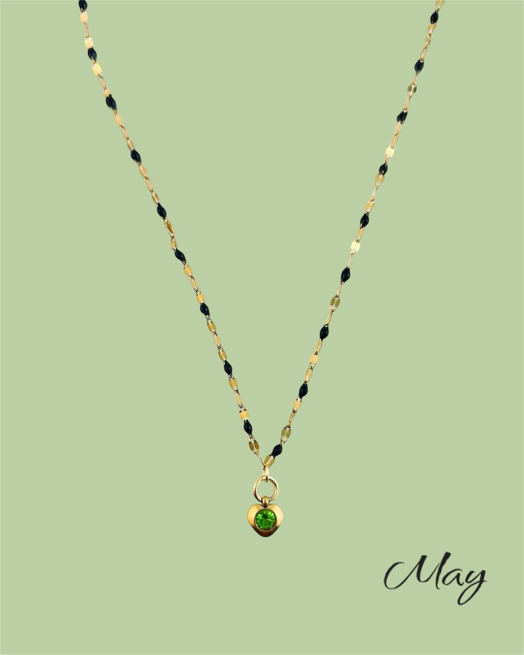 Heart Stone Necklaces in gold - various birthstone colours