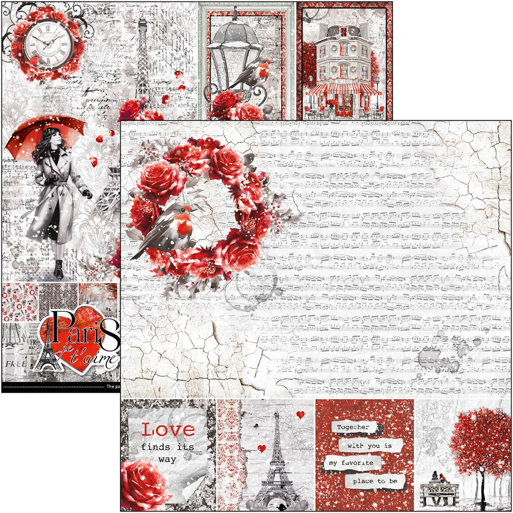 Paris I Love You Paper Pad 12"x12" 12/Pkg